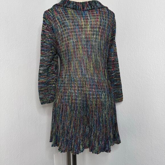 Fairycore Boho Multicolor Knit Cardigan Single Button 3/4 Sleeves, - Picture 5 of 7